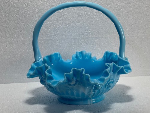 Blue white swirl milkglass - white,